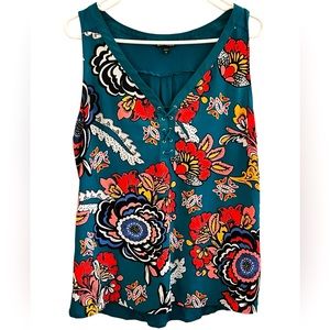 Floral Boho Lace-Up Tank Top spring summer